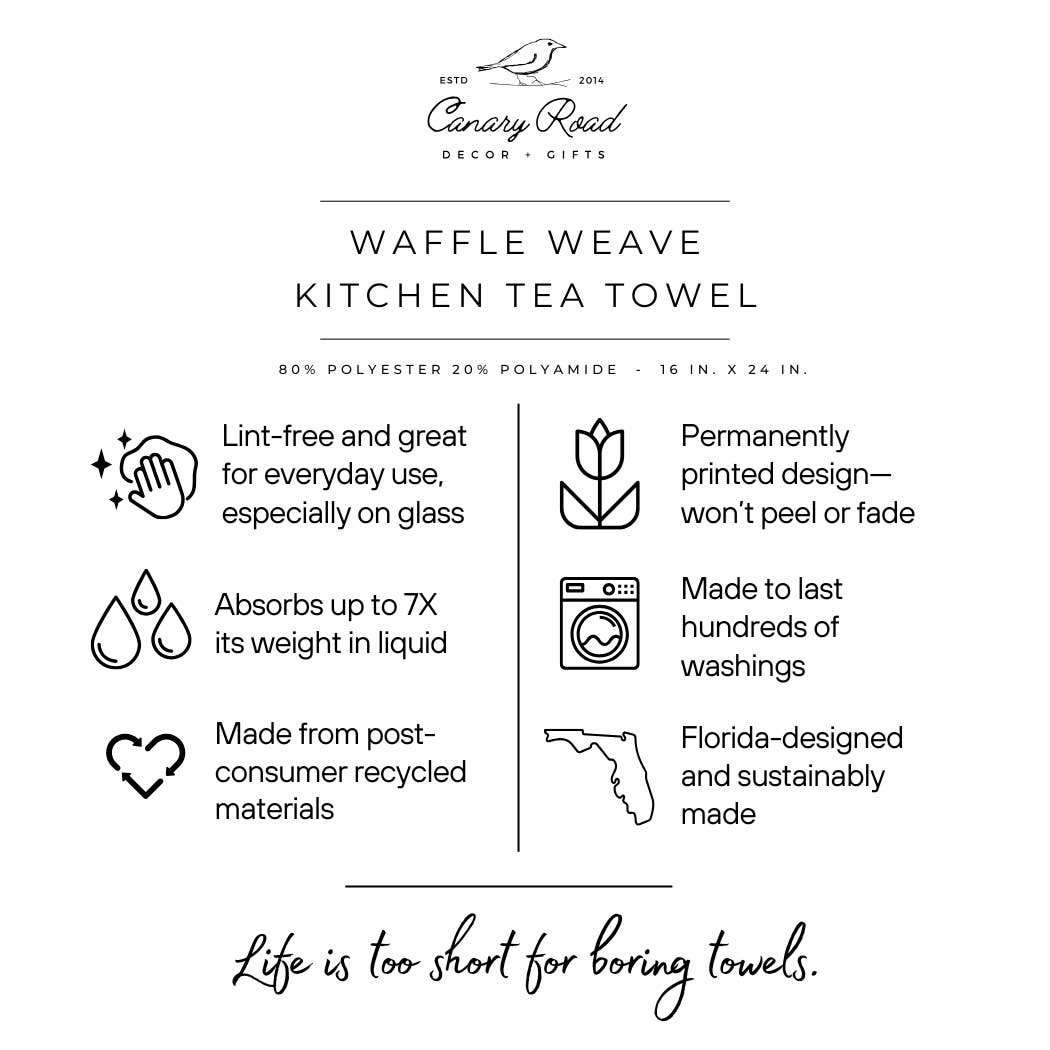 Preppy Navy Pink Pumpkin Fall Coastal Kitchen Towel Waffle