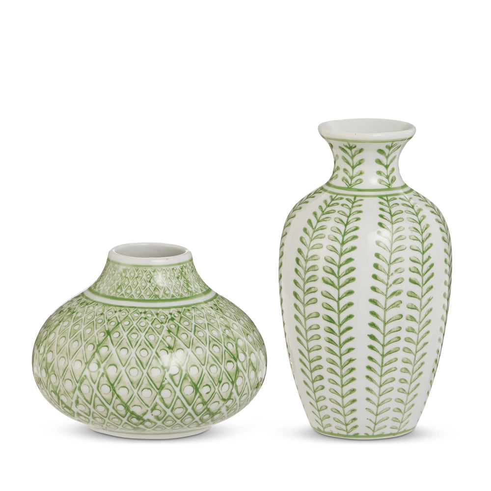 4.75" Green and White Bud Vase