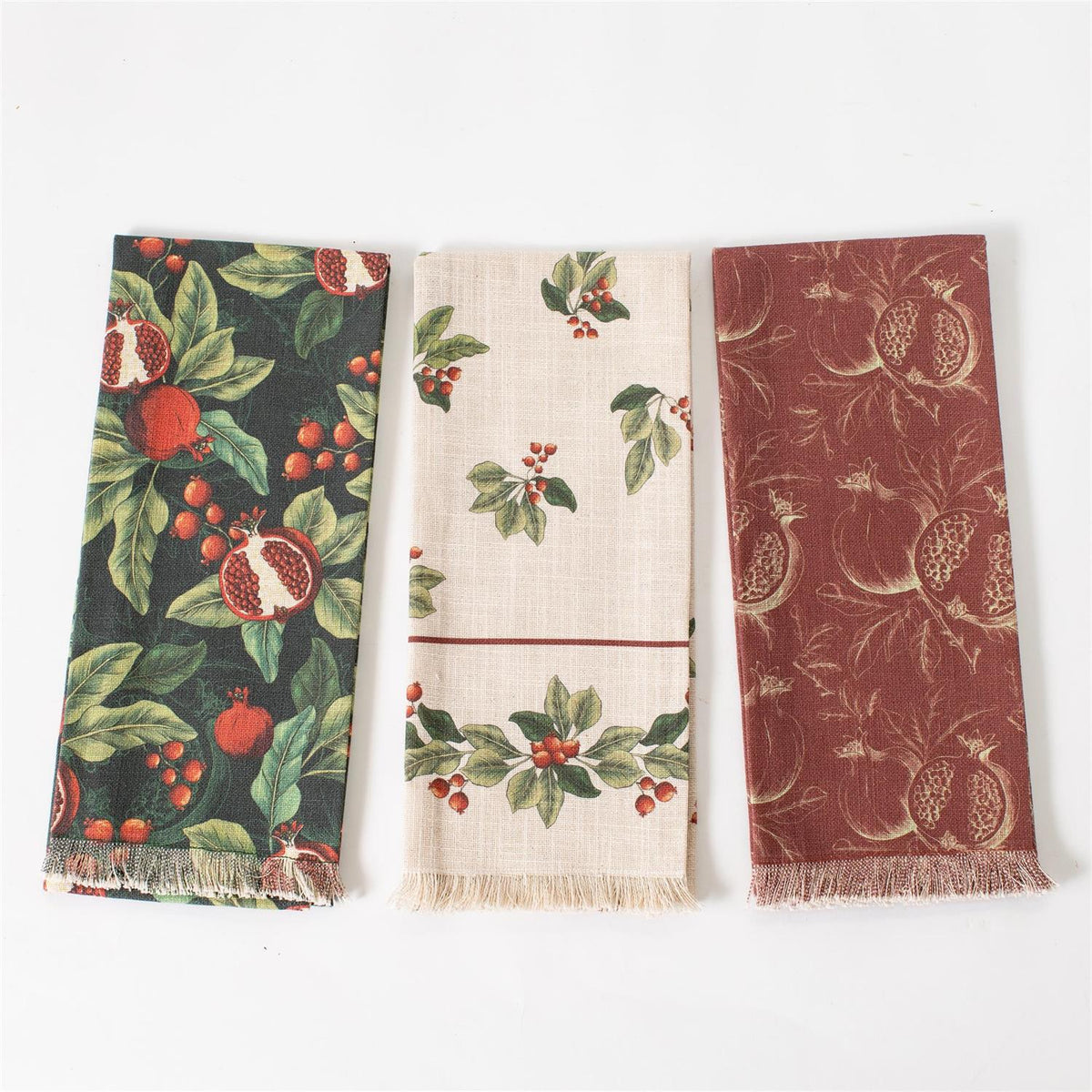 Tea Towels - Pomegranate and Holly (Set of 3)