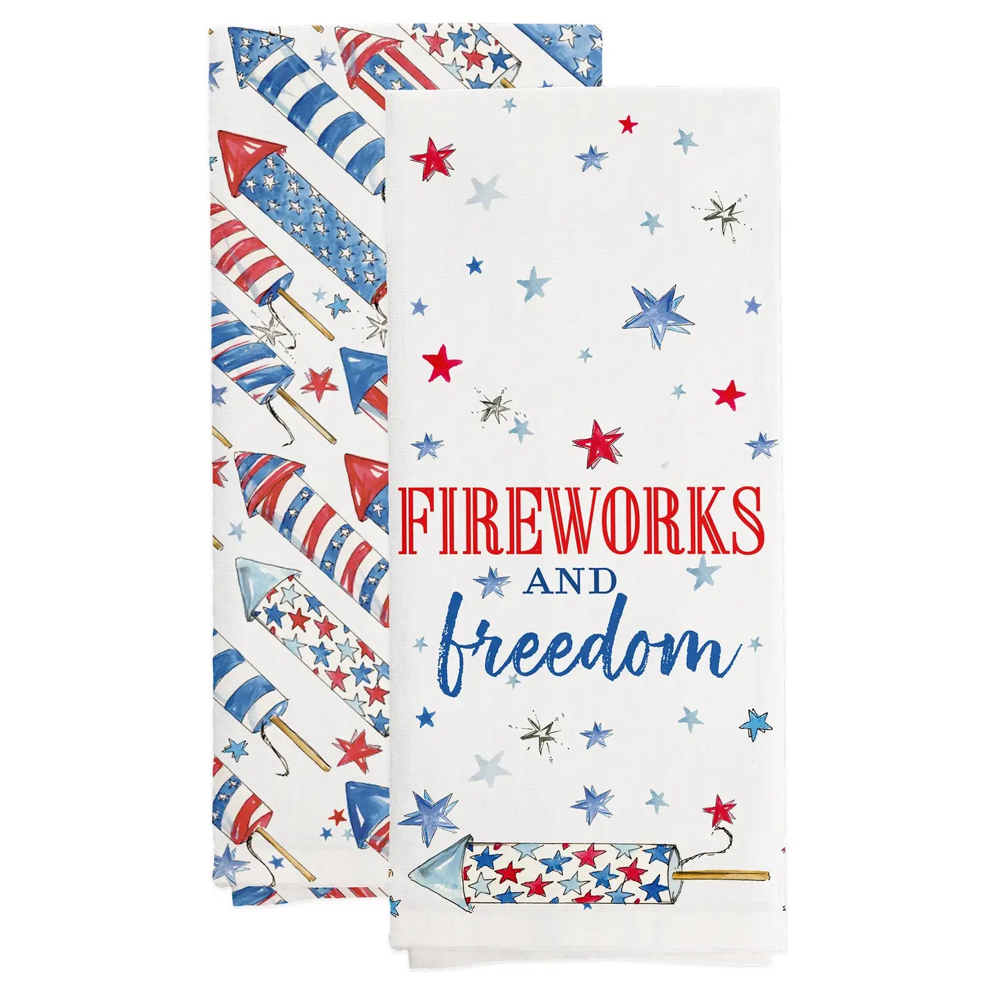Patriotic Rockets Tea Towels, Set of 2