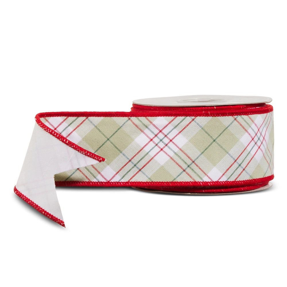 Sage Plaid Wired Ribbon 2.5" x 10 Yds