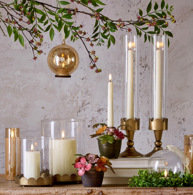 Gold Scalloped Hurricane Candlestick