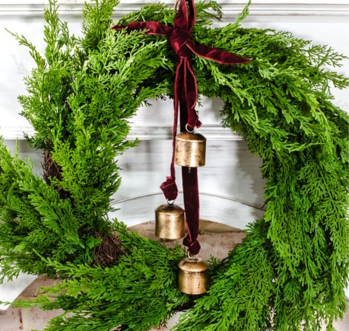 19" Burnt Gold Maroon Velvet Bell Hanger