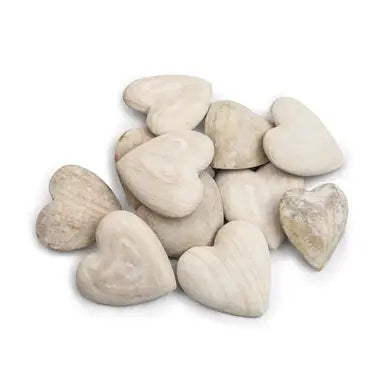 Whitewashed Carved Wooden Heart