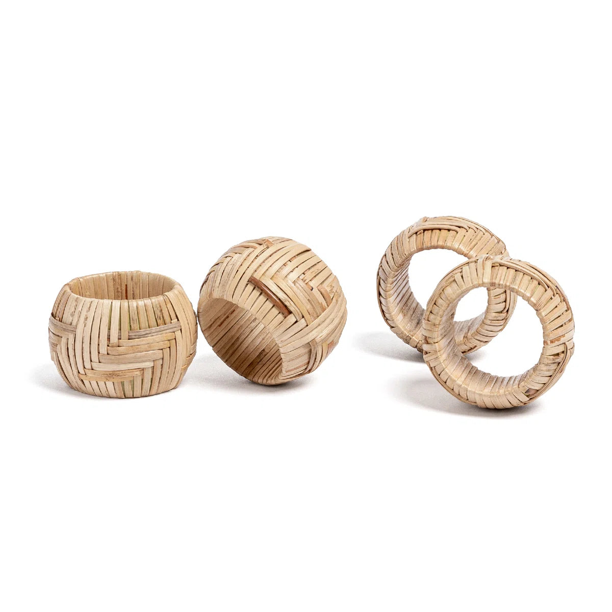 Set of 4 Woven Wicker Napkin Rings