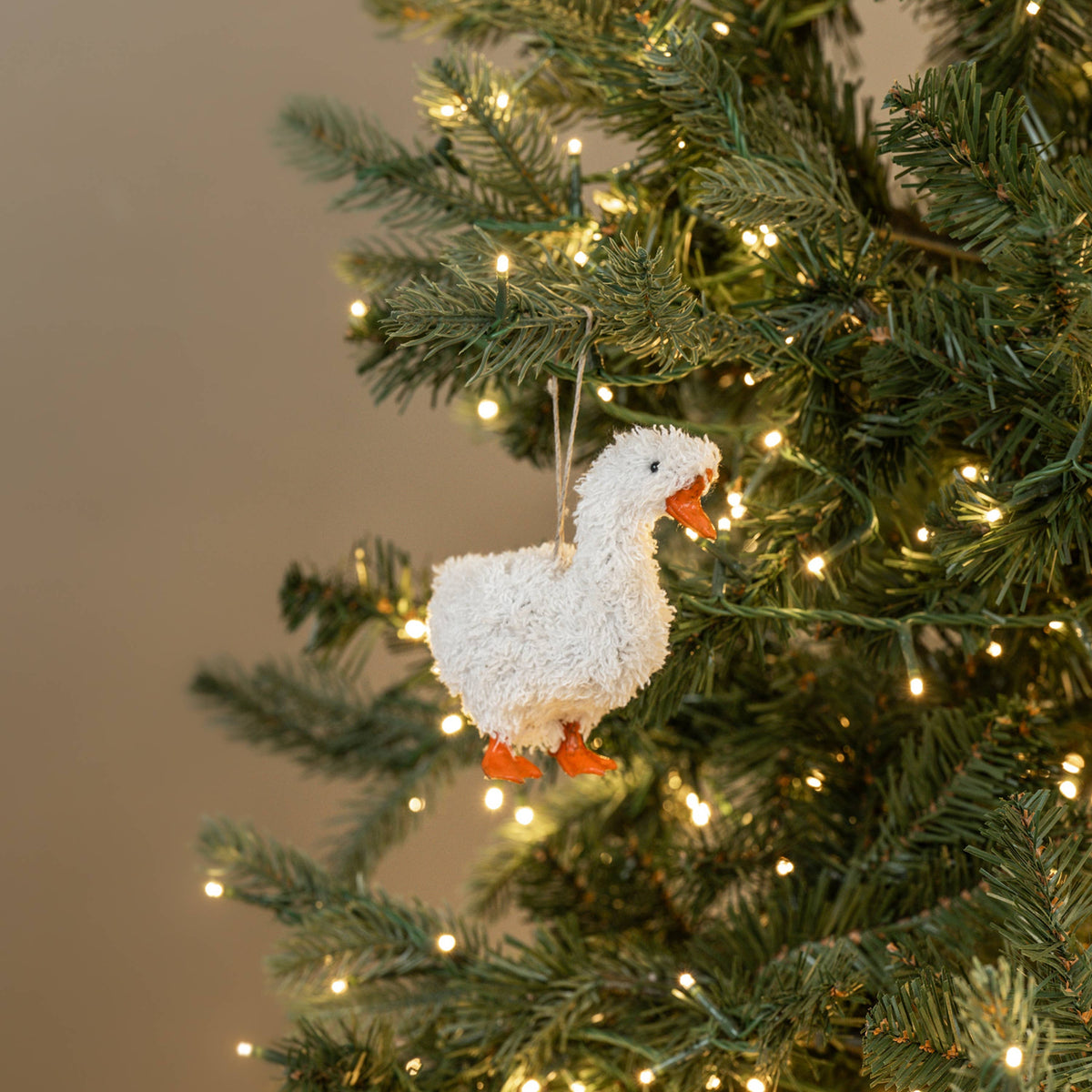 4.75" STANDING FLUFFY GOOSE ORNAMENT