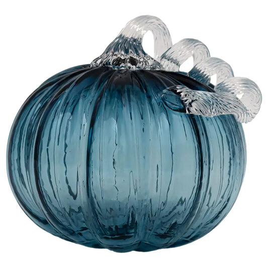 Savory Blue Glass Pumpkin - Large