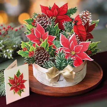 Birch Poinsetta Paper Pop-Up Card