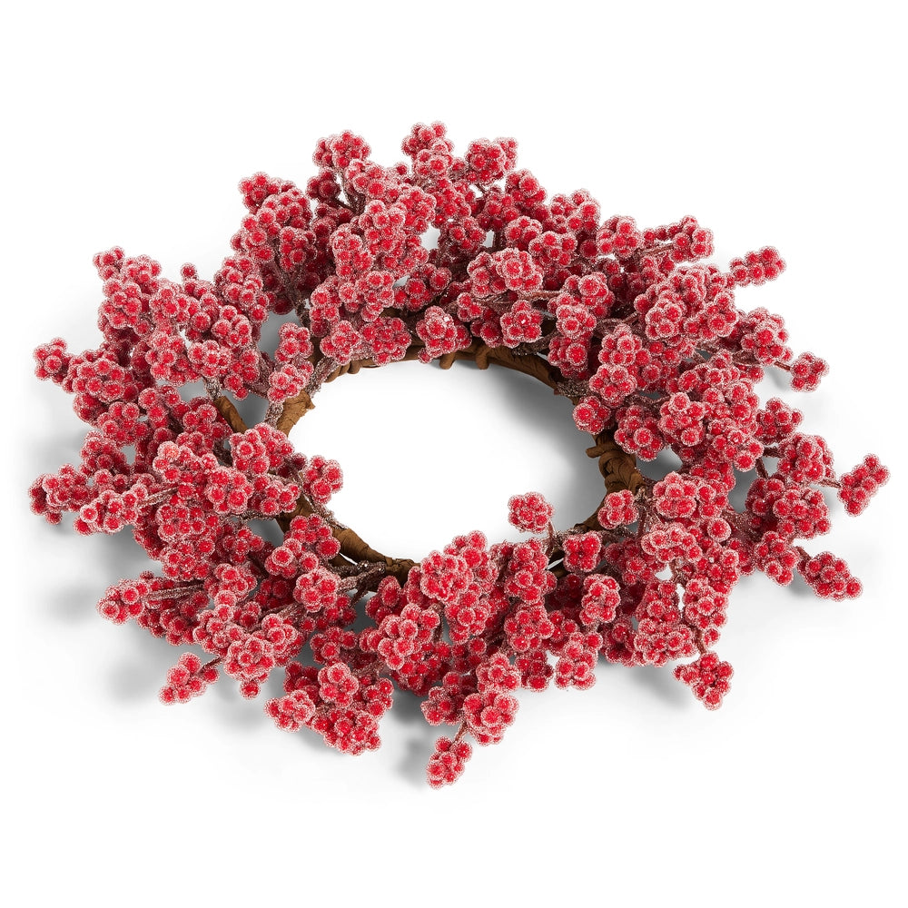4.25" Iced Red Berry Candle Ring
