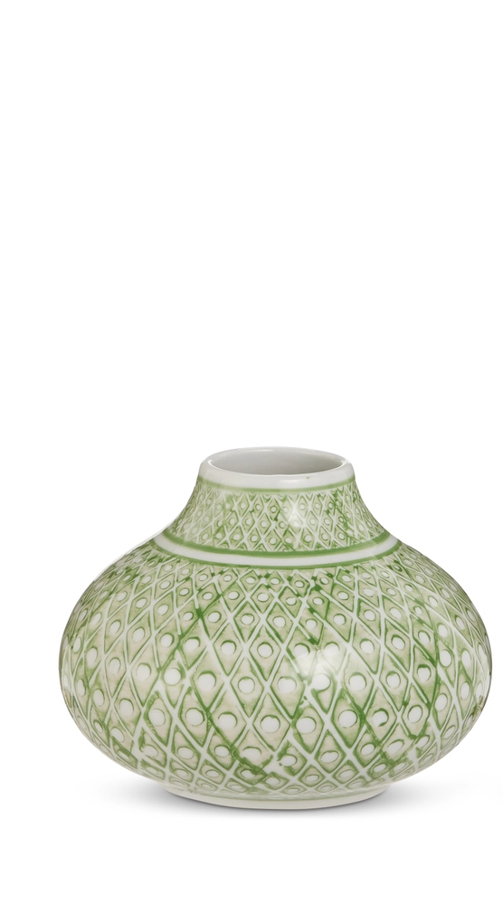 4.75" Green and White Bud Vase