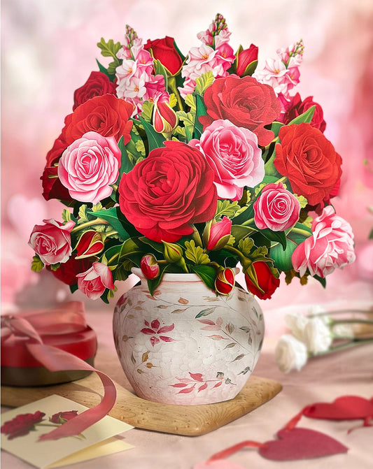 Blooming Roses Paper Pop-Up Card