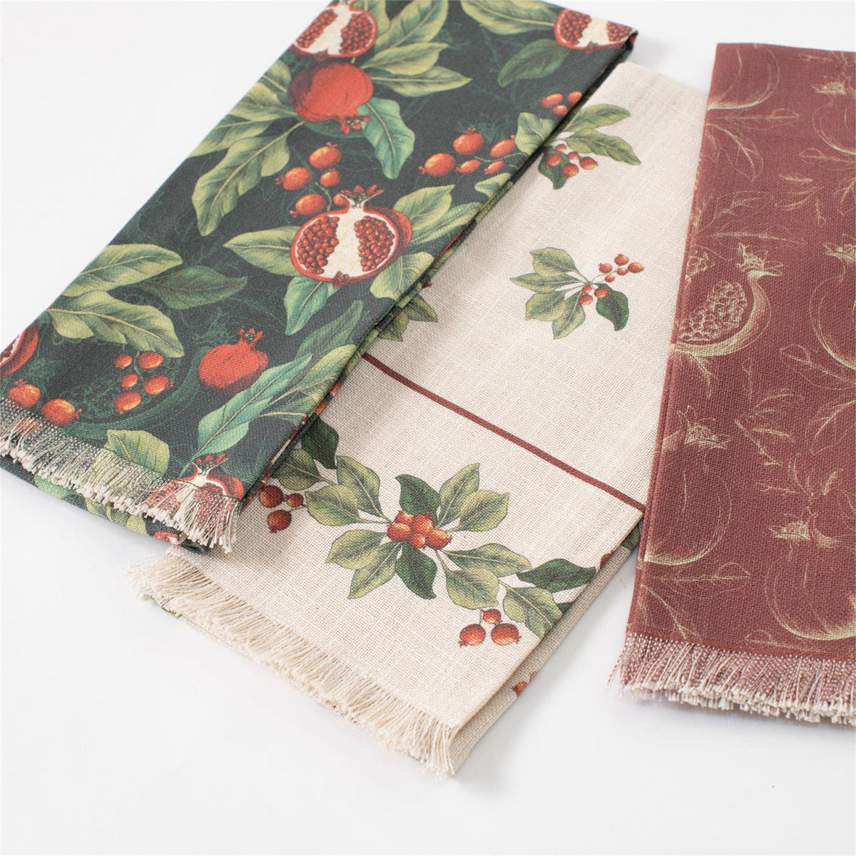 Tea Towels - Pomegranate and Holly (Set of 3)