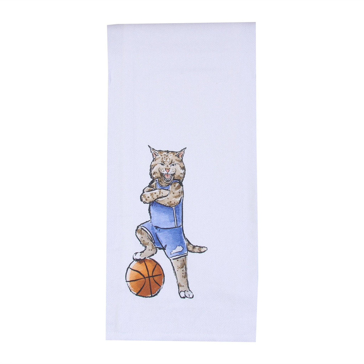 Standing Wildcat with Basketball Tea Towel