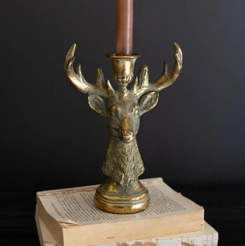 Deer Resin Taper Candle Holder