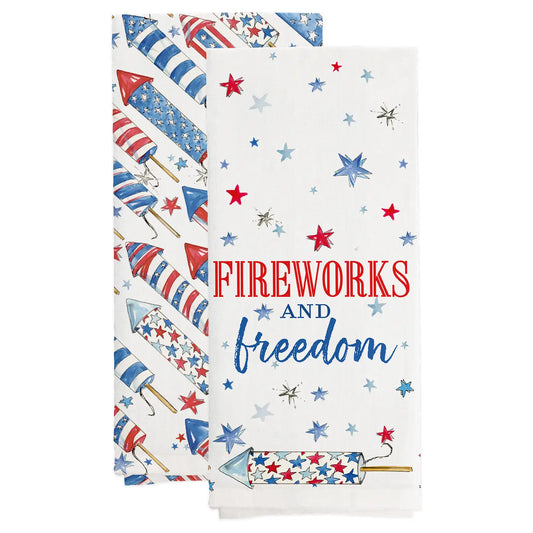Patriotic Rockets Tea Towels, Set of 2