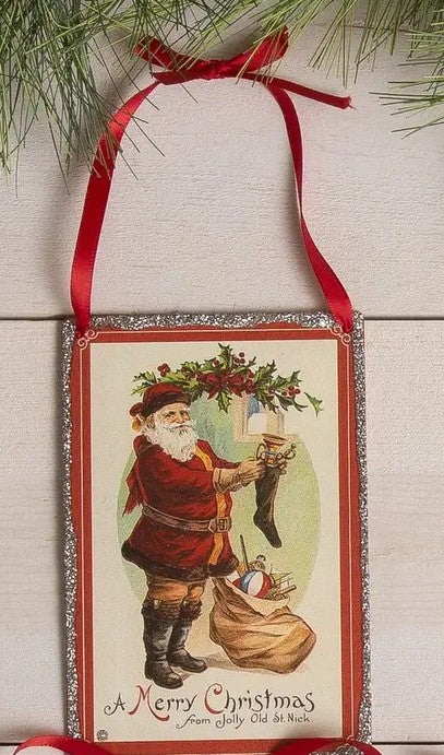Vintage Santa Postcard Ornament