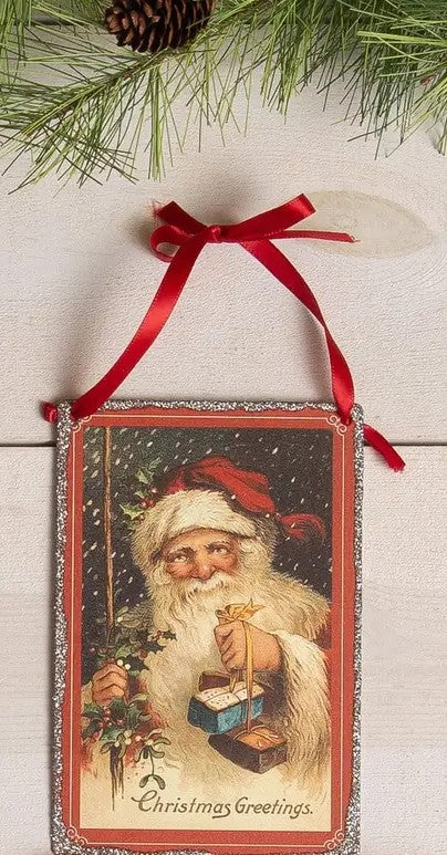 Vintage Santa Postcard Ornament