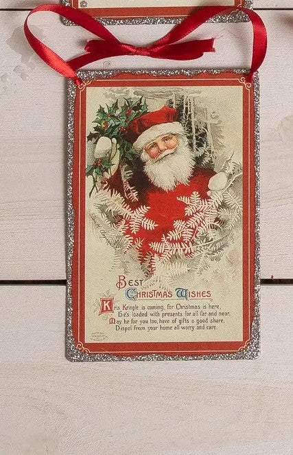 Vintage Santa Postcard Ornament