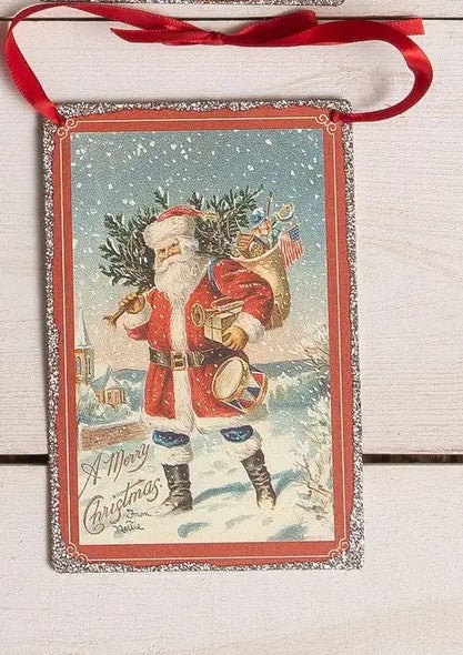 Vintage Santa Postcard Ornament