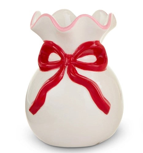 Bow Ruﬄed Vases