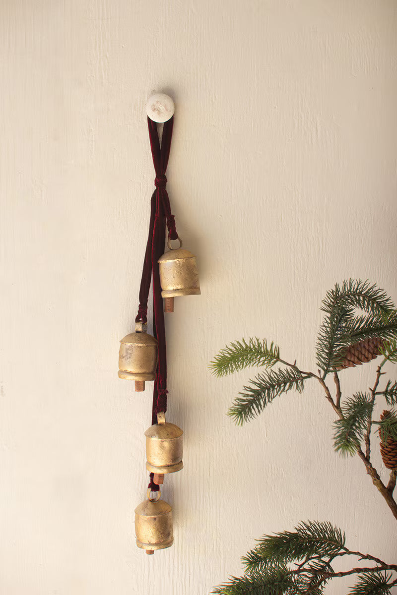 26" Burnt Gold Maroon Velvet Bell Hanger