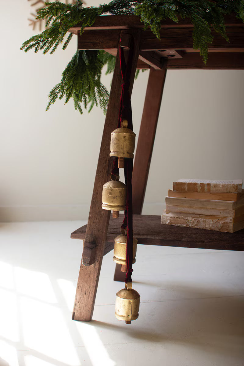 26" Burnt Gold Maroon Velvet Bell Hanger