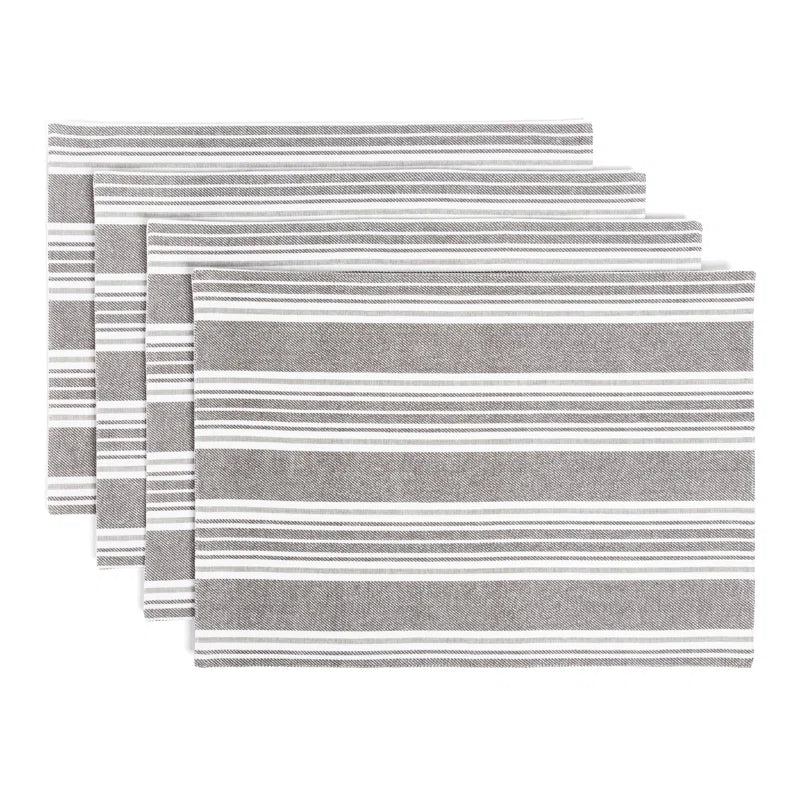 Set of 4 Reversible Woven Placemats - Grey