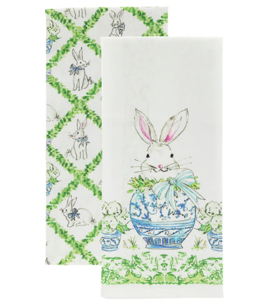 Boxwood Bunny Tea Towels (Set of 2)