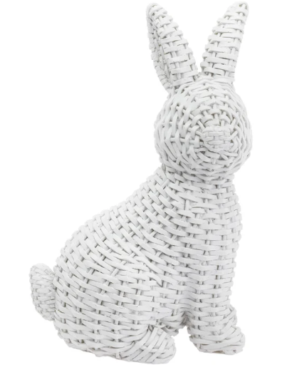 White Wicker Sitting Bunny