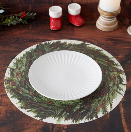 16" Round Paper Placemats (Set of 24) - Christmas Wreath
