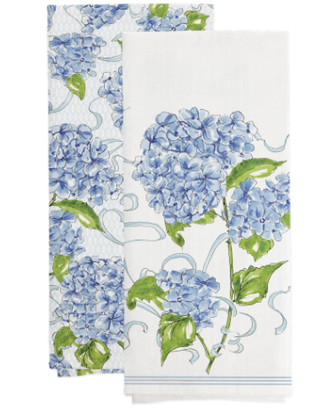 Blue Hydrangea Tea Towels, Set of 2