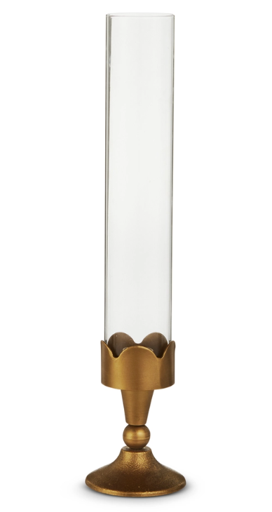 Gold Scalloped Hurricane Candlestick
