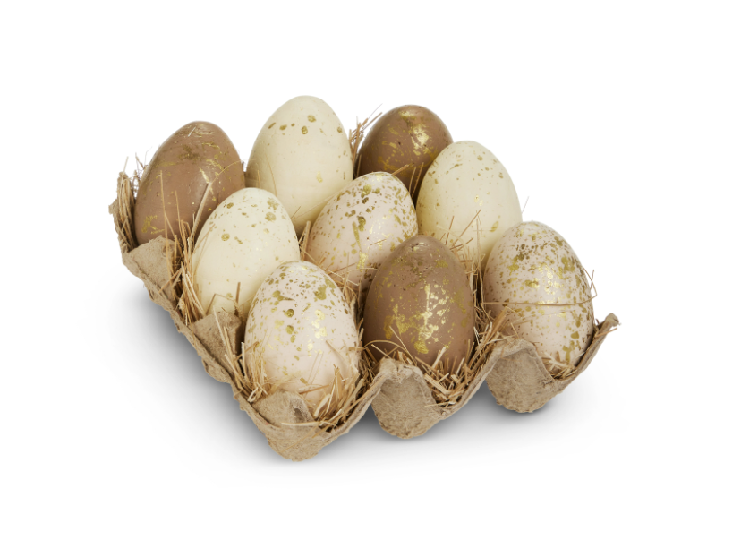 Carton of Multi-colored Gold-Flecked Eggs