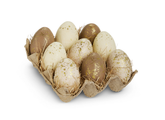 Carton of Multi-colored Gold-Flecked Eggs