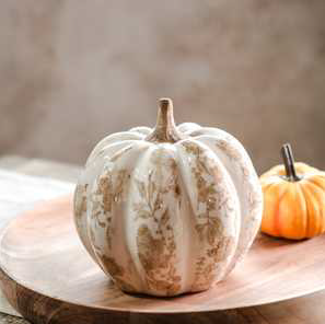 7" Beige Heirloom Glass Pumpkin