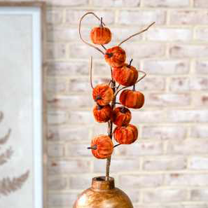 27" Orange Velvet Pumpkin Pick