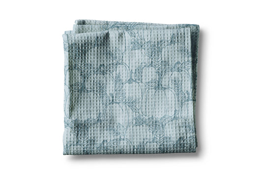 Blue Pumpkin Chinoiserie Toile Coastal Kitchen Towel Waffle
