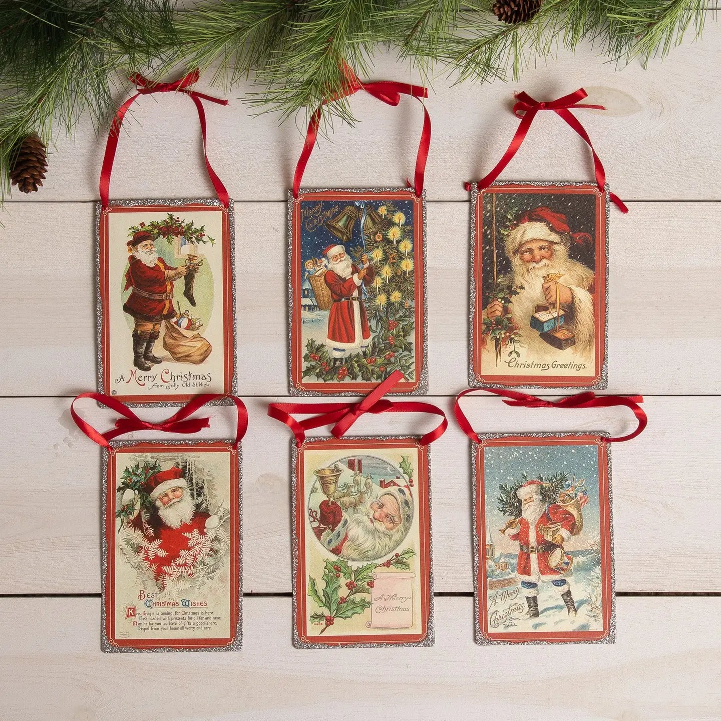 Vintage Santa Postcard Ornament