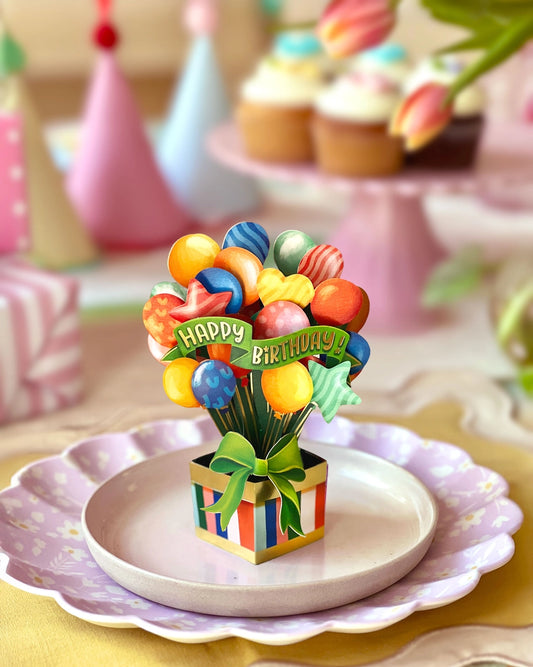 Birthday Balloons Mini Paper Pop-Up Card