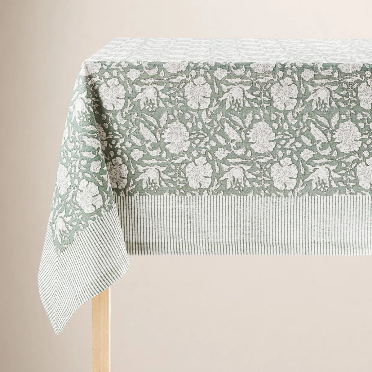 Hand Screened Tablecloth-Green