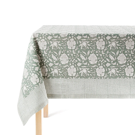 Hand Screened Tablecloth-Green
