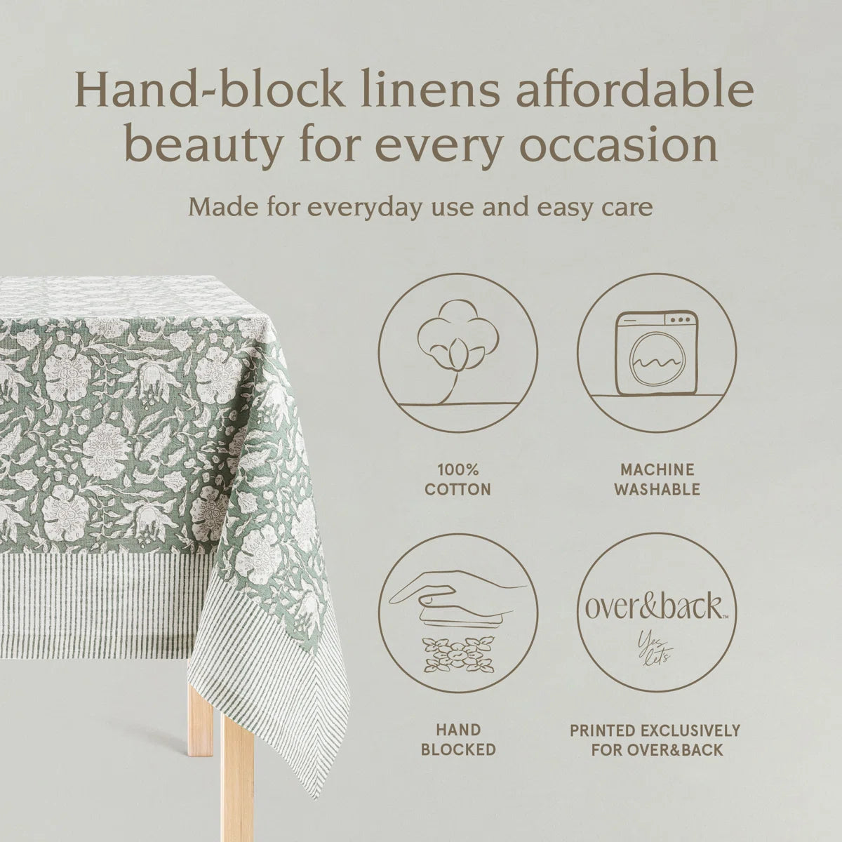 Hand Screened Tablecloth-Green