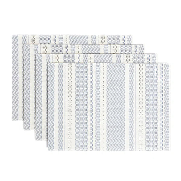 Set of 4 Reversible Woven Placemats  - Blue