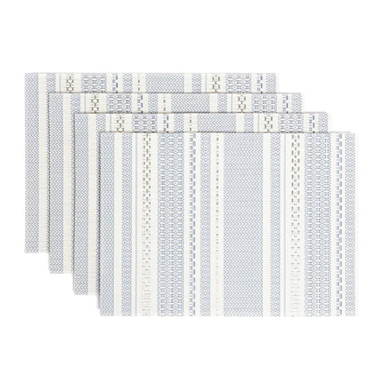 Set of 4 Reversible Woven Placemats  - Blue