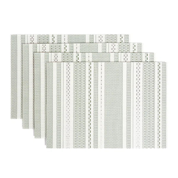 Set of 4 Reversible Woven Placemats  - Green