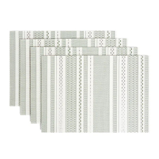 Set of 4 Reversible Woven Placemats  - Green