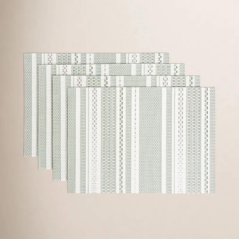 Set of 4 Reversible Woven Placemats  - Green